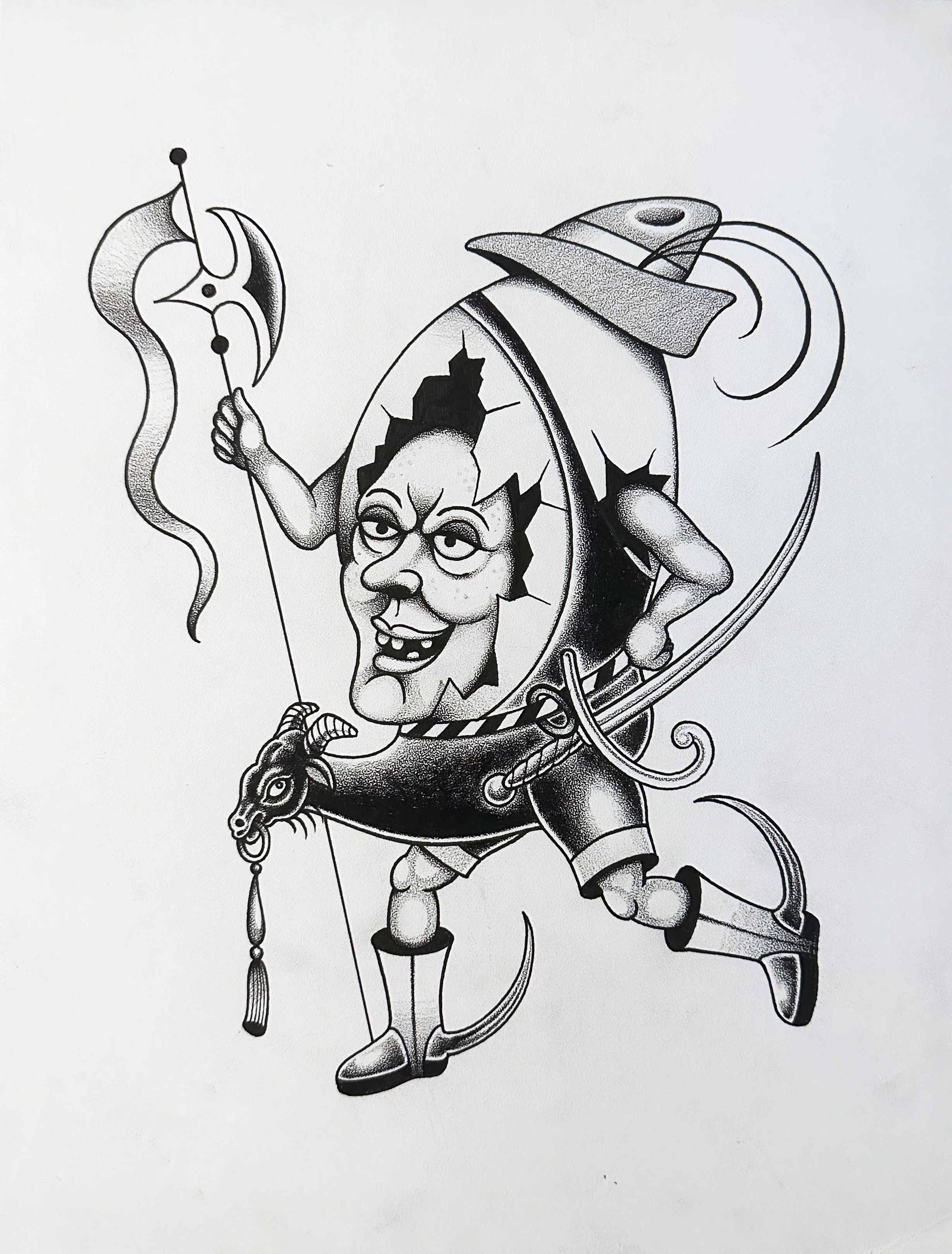 Le Monster - Color pencil and ink on paper.