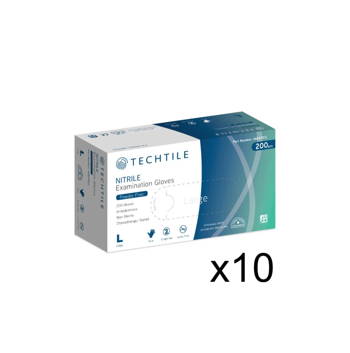 Techtile Blue Nitrile Gloves (10 Boxes)