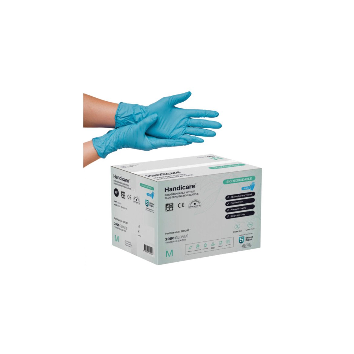 HandiCare Biodegradable Blue Nitrile Examination Gloves – 200 Pack