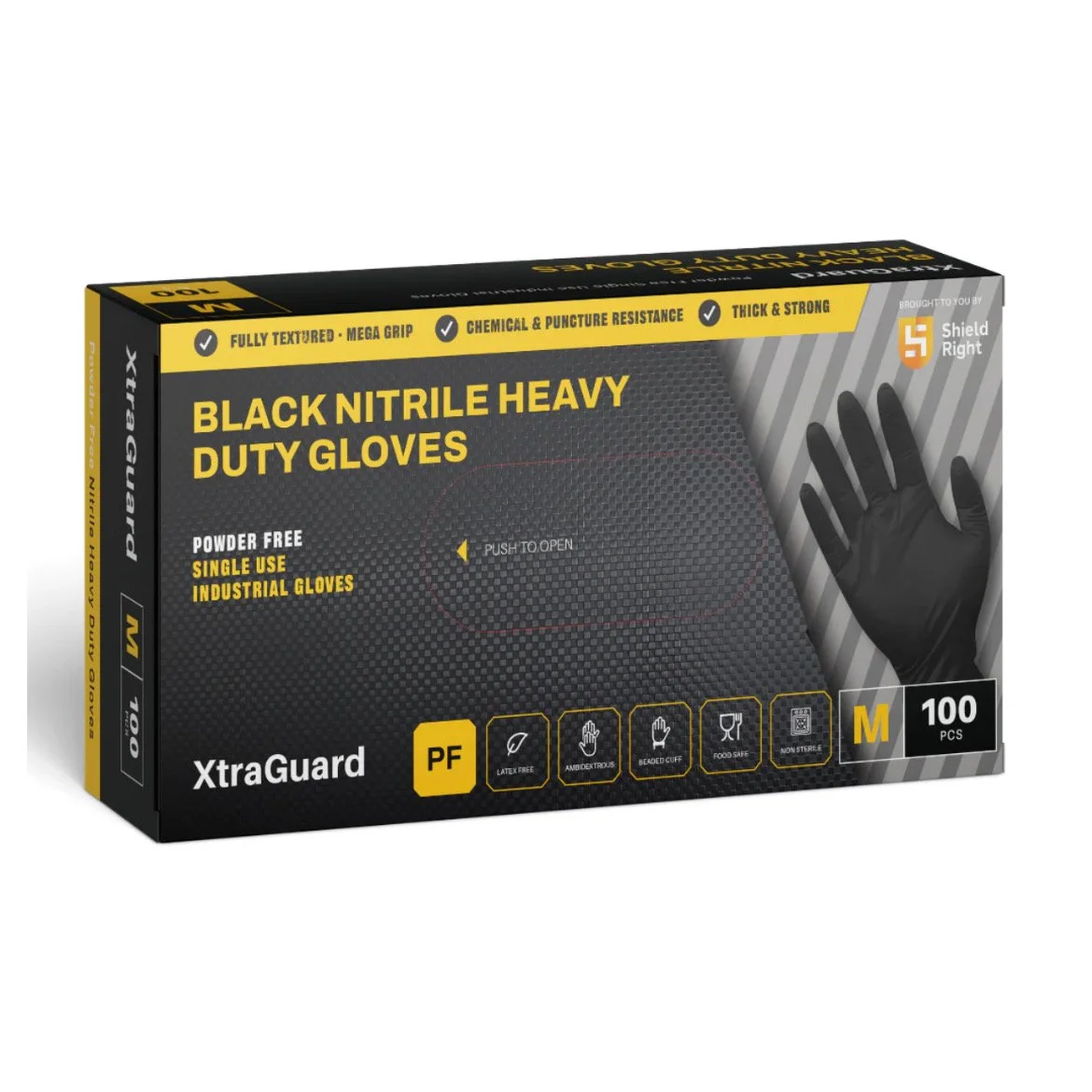 ShieldRight - XtraGuard Black Nitrile Heavy Duty Disposable Gloves (L)