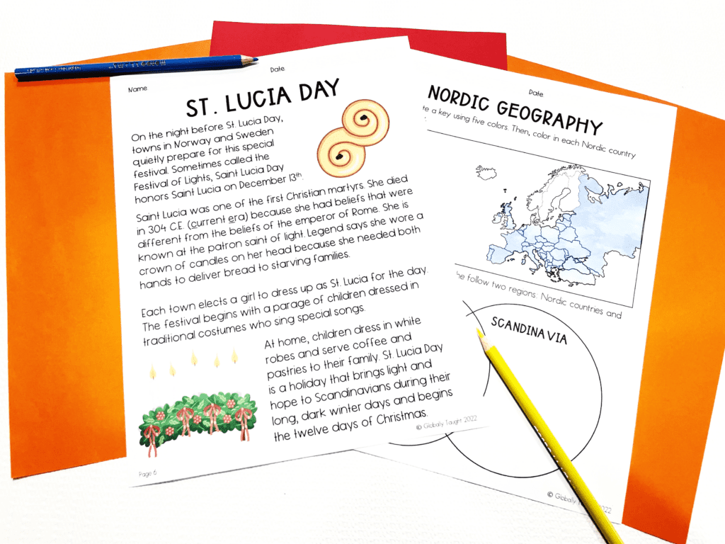 Article about St. Lucia Day and Nordic Geography Activity included in the St. Lucia Day Lesson by Globally Taught