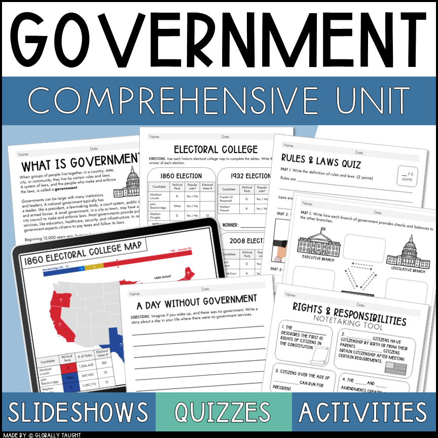 Government Unit for 3rd–5th Grade | 10 Introduction to Government Lessons