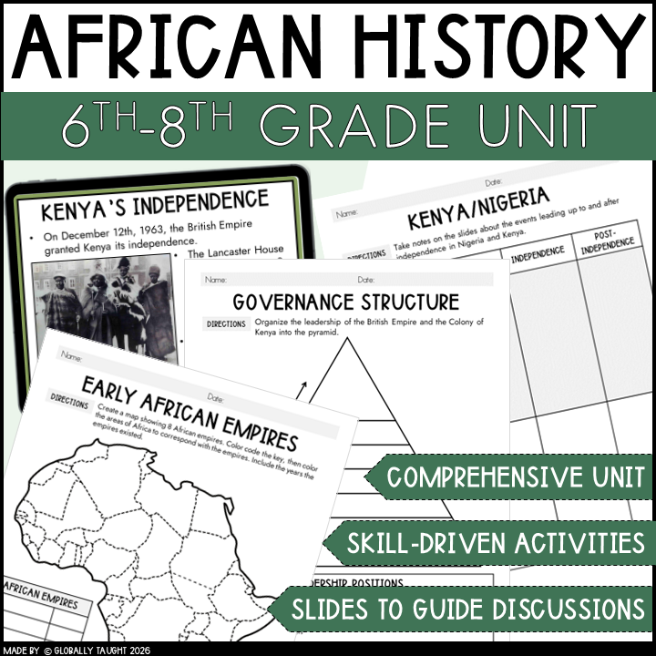 African History Unit for Middle School | Ancient Africa, Colonization & Apartheid | 6th-8th Grade