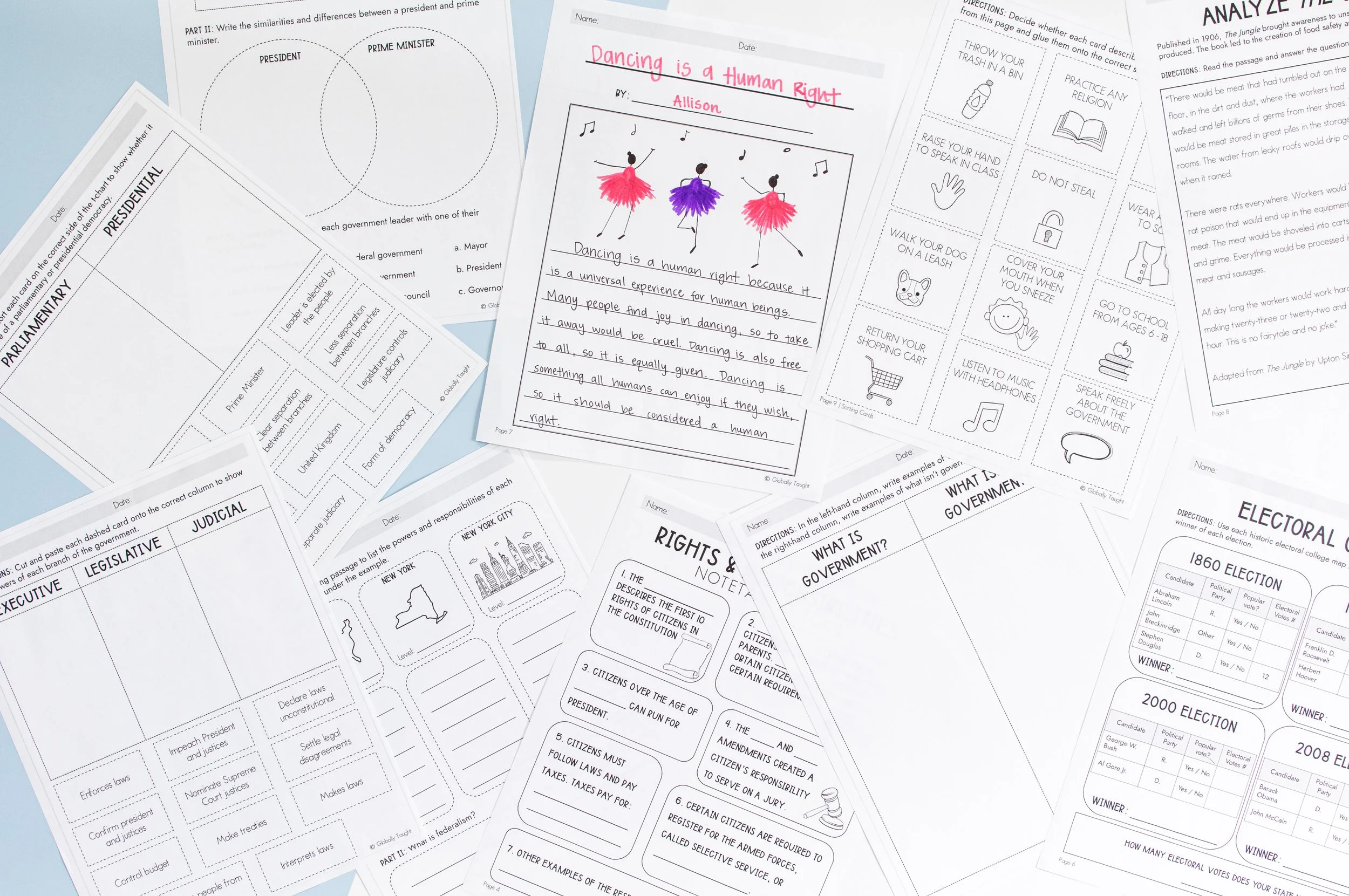 Globally Taught's Government Unit for Kids Samples Activities