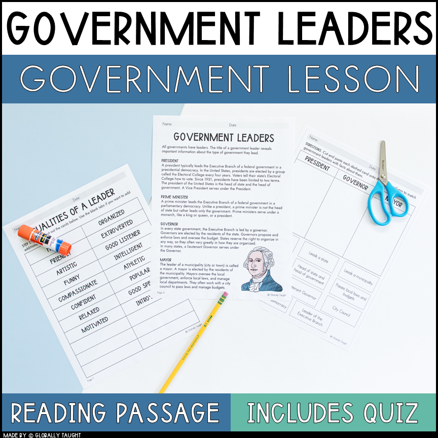 Government Leaders Lesson & Activities - Community Leaders & Public Officials