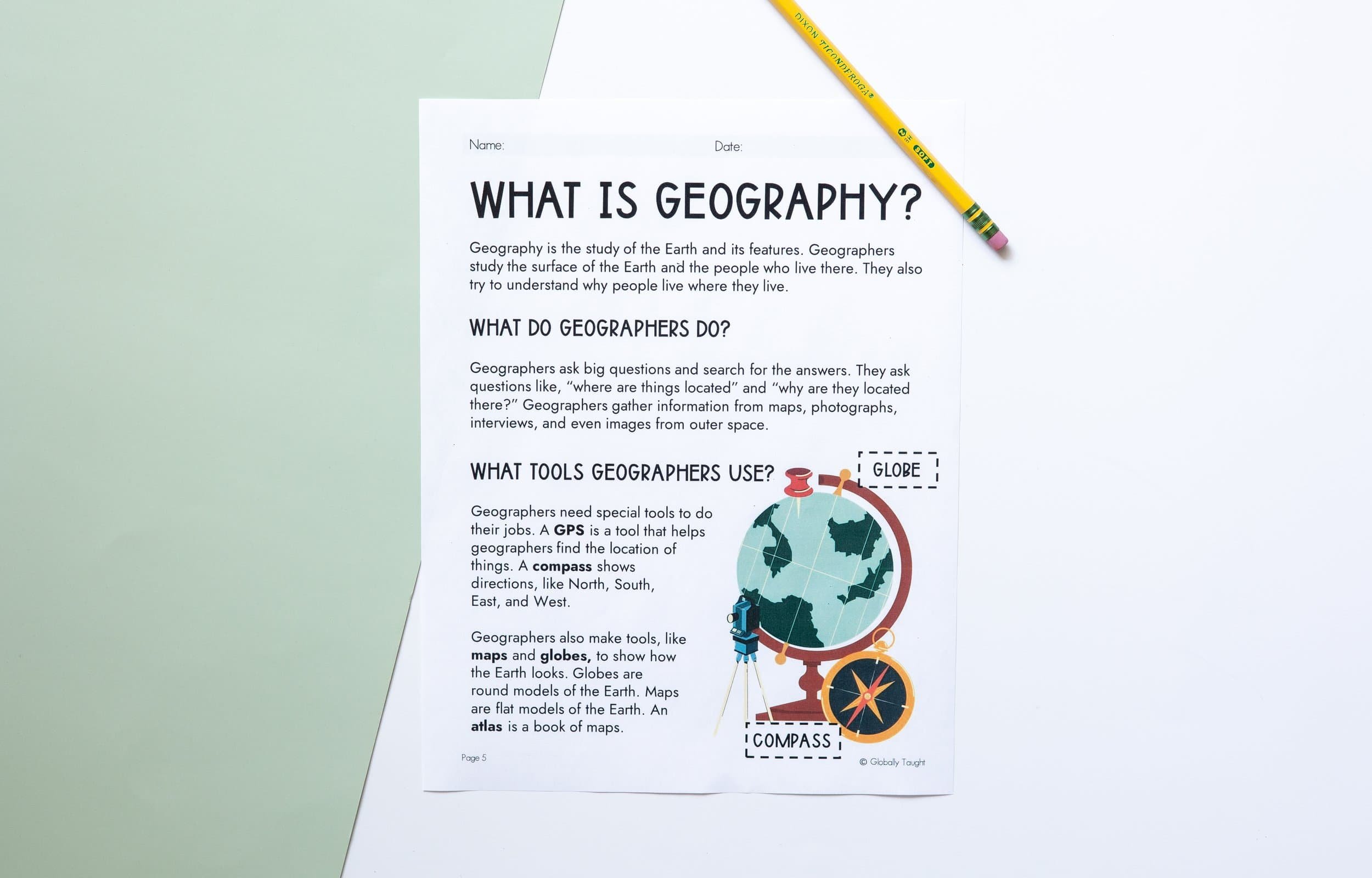 What is Geography reading passage in Globally Taught's free what is geography lesson