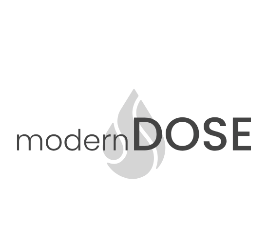 Modern Dose logo with a flame icon in the background.