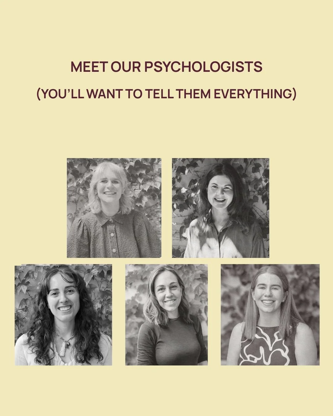 Meet our psychology team who are here to help you navigate anything that feels hard or complex. 

All five are brilliant and all are currently taking referrals and new clients.

Your GP or specialist can send referrals to: referrals@warmhealthcollect