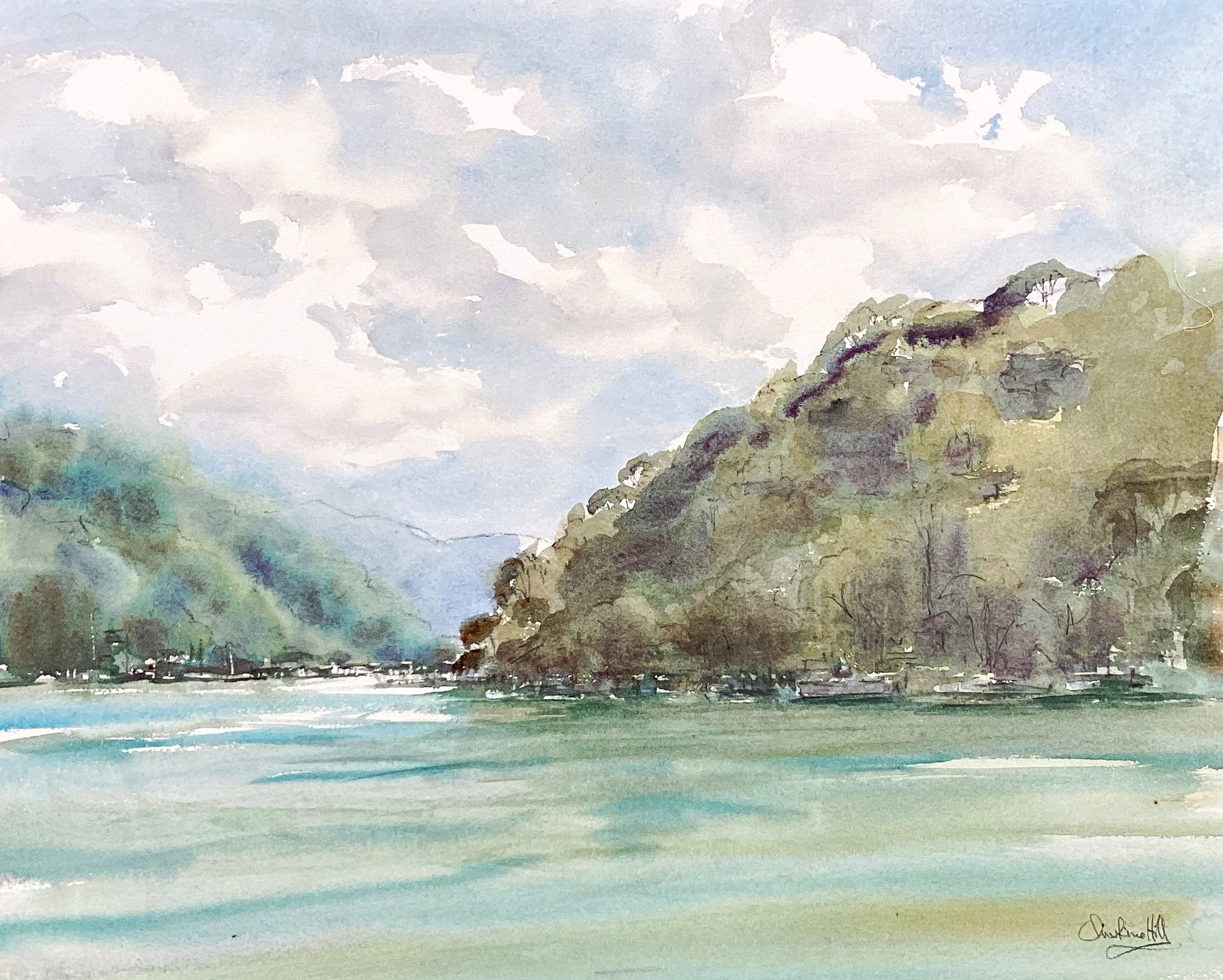 Church Point, Pittwater, Watercolour, 53x72cm framed 