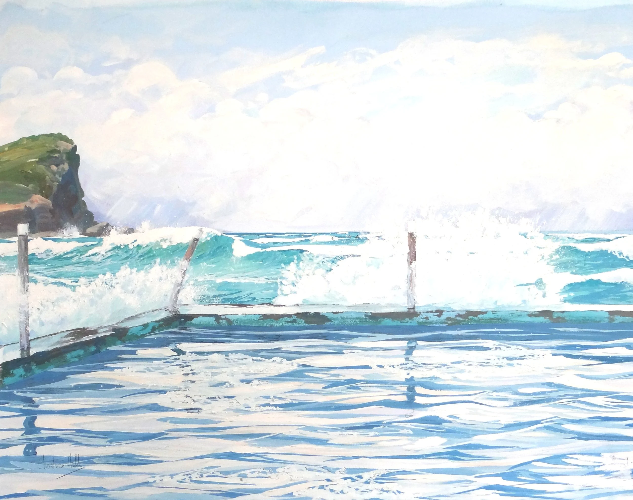 Avalon Pool, Casein, 50x70cm, $200