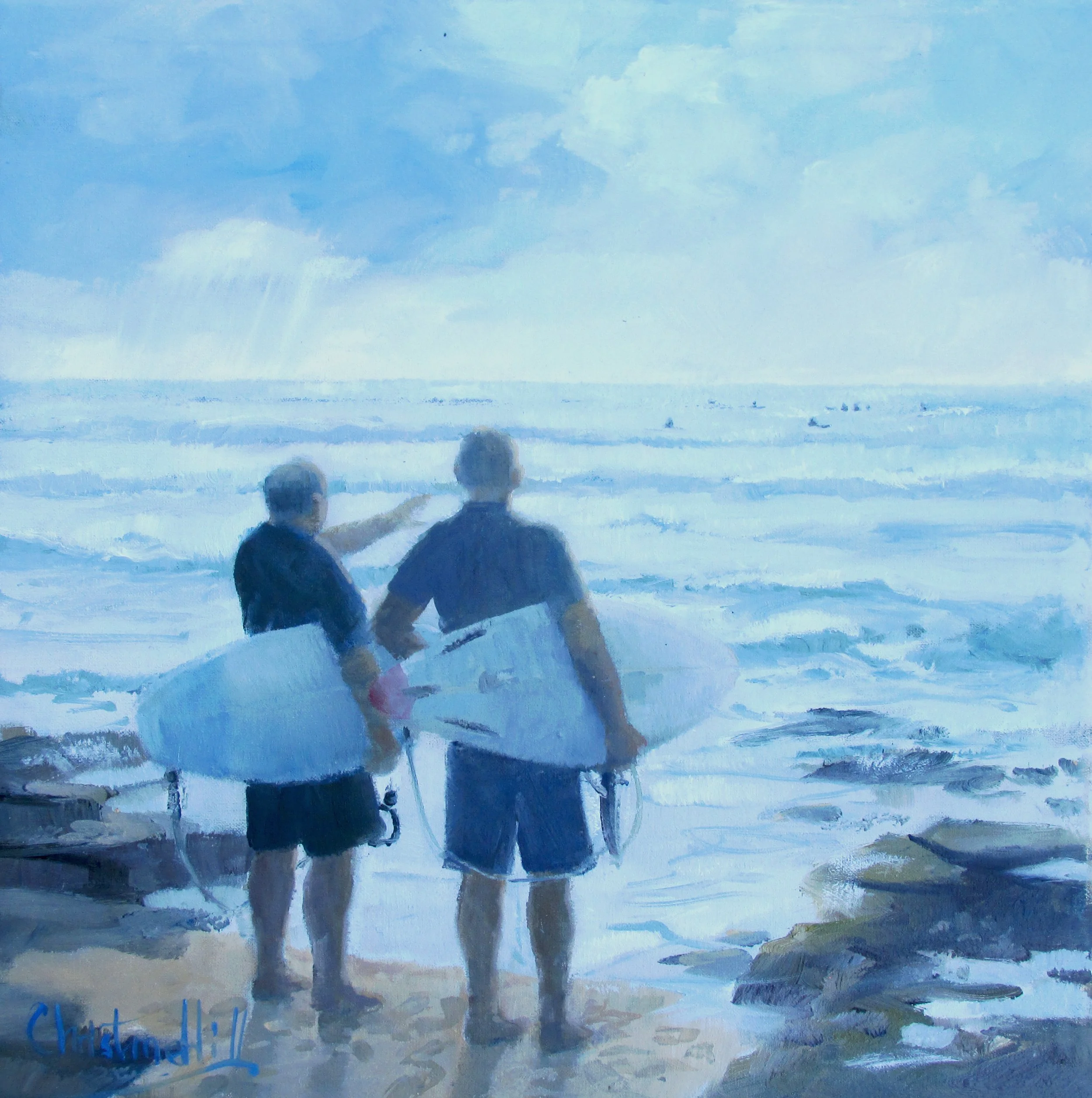 Surf's Up, Oil on Canvas, 30x30cm, $300