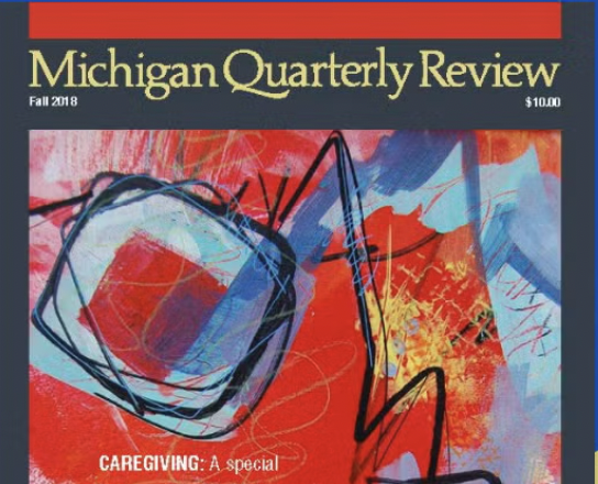 Cover of Michigan Quarterly Review magazine, Fall 2018 issue, featuring abstract colorful artwork with red, blue, and orange hues, and the title style at the top.