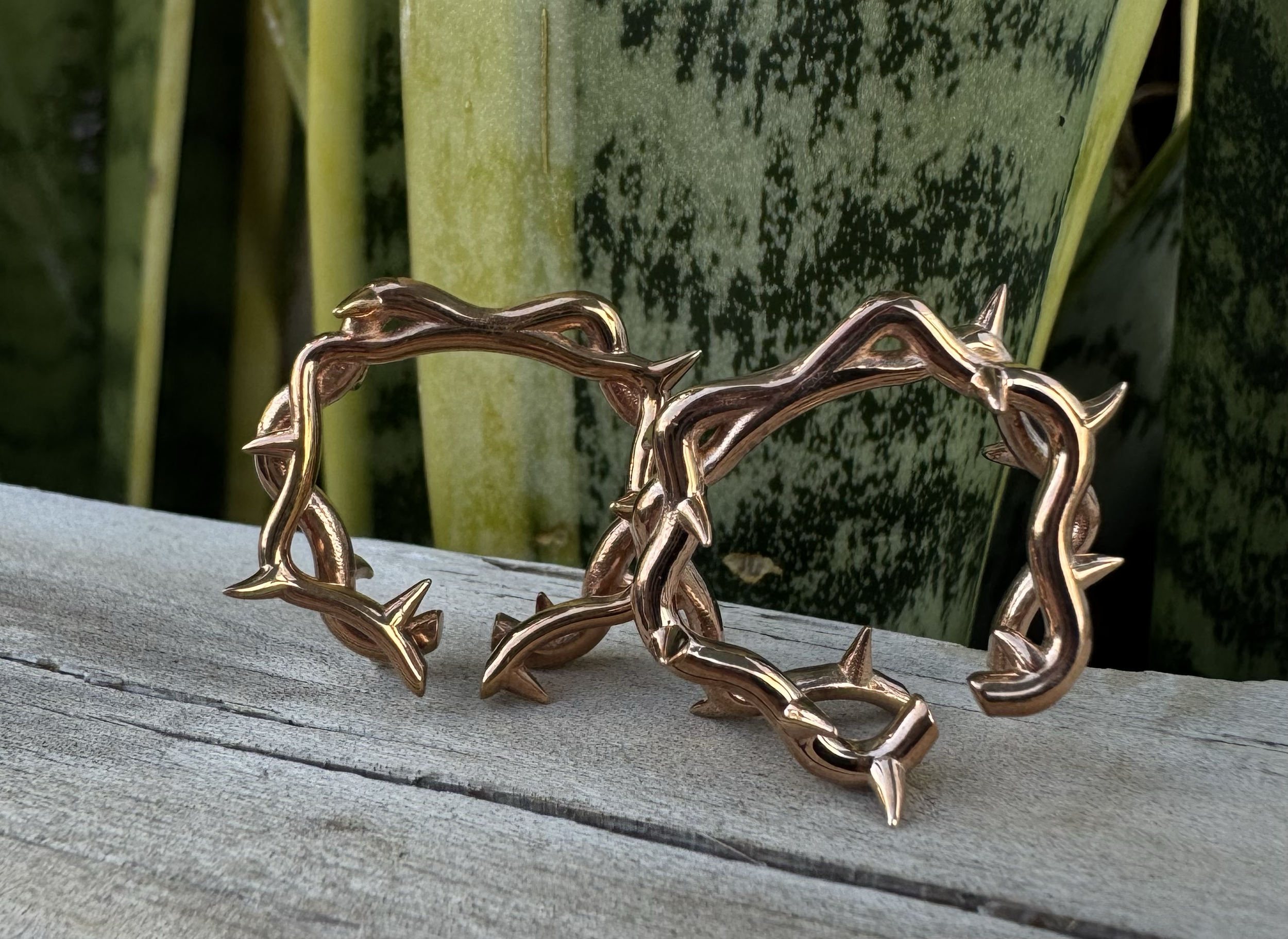 orthodox crown of thorns rose gold plated ear weights