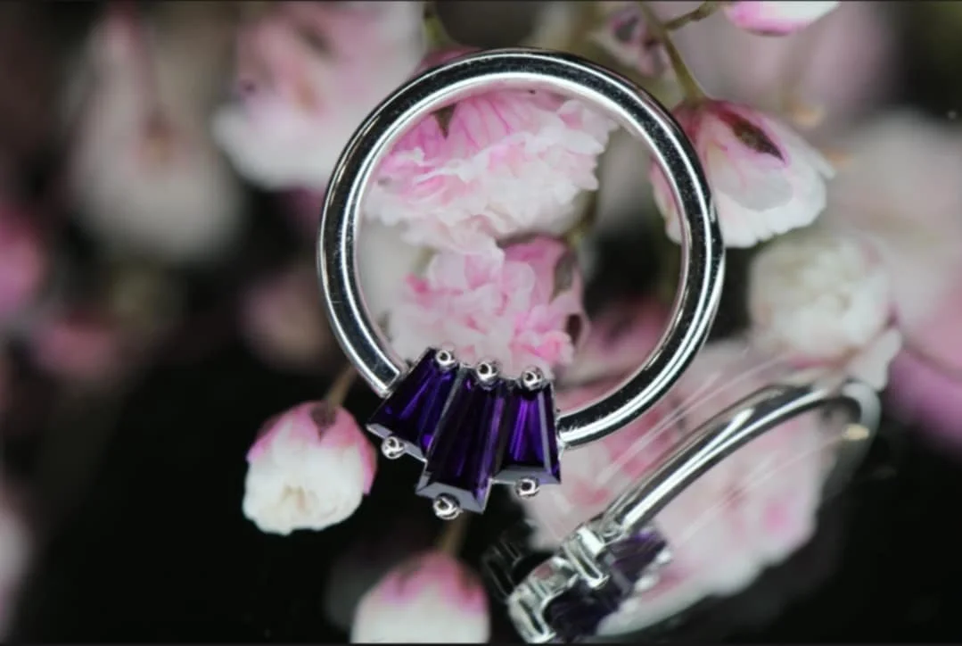 Body Vision Los Angeles , ( BVLA ) , Oceane 3 seam ring with Amethyst