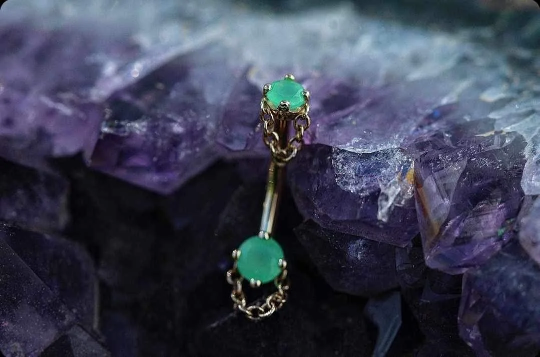 Body Vision Los Angeles ( BVLA ) , Rianna curve Yellow Gold with Chrysoprase