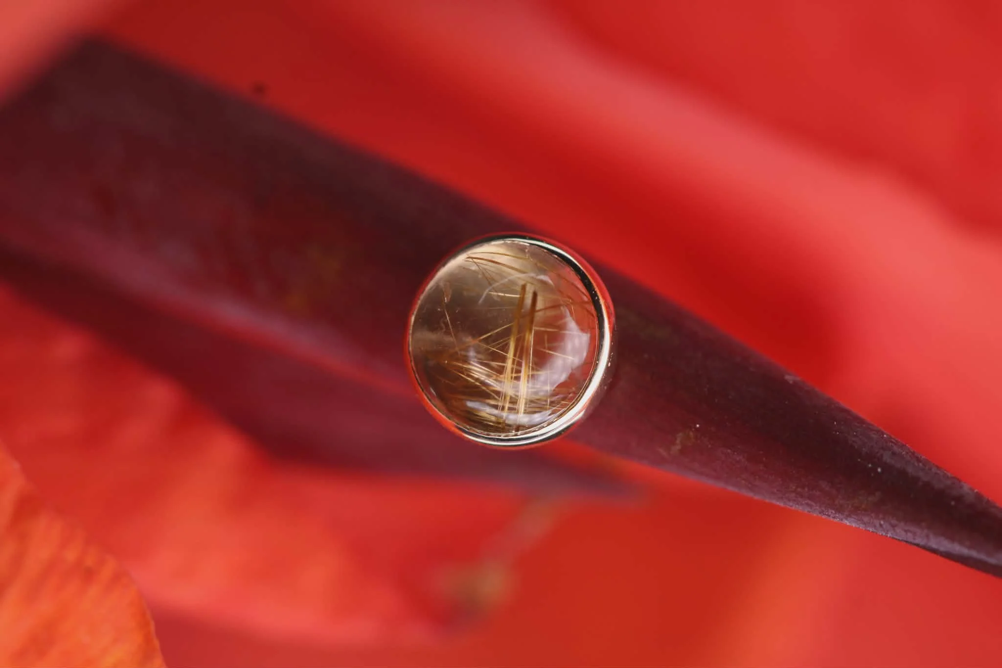 Body Vision Los Angeles ( BVLA ) , Yellow Gold 5mm Round Cup with Rutilated Quartz