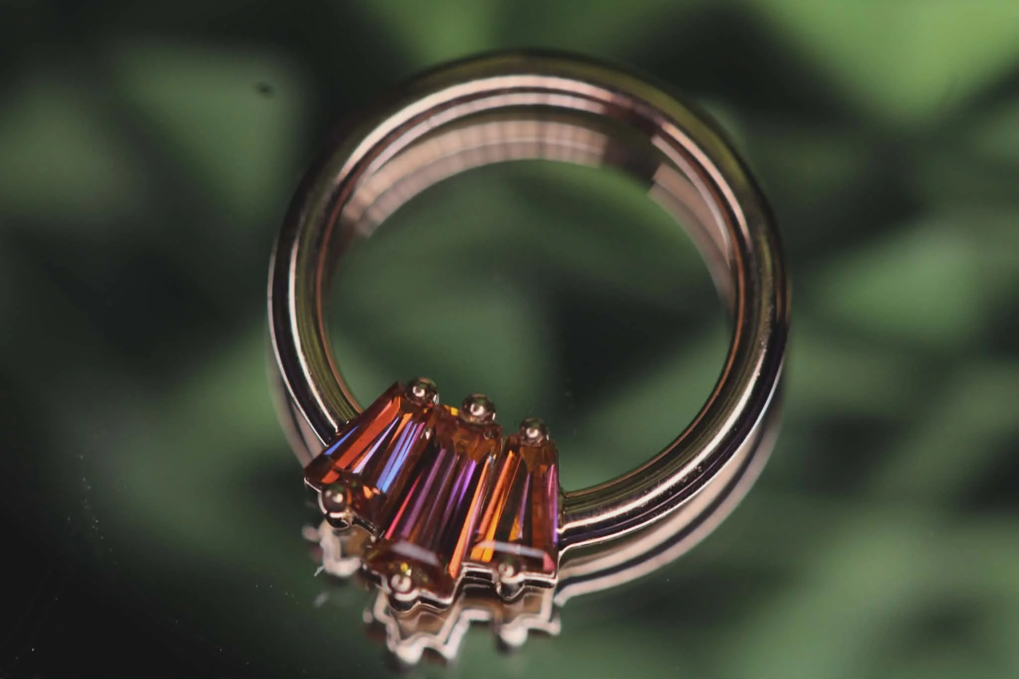 Body Vision Los Angeles ( BVLA ) , Rose Gold Oceane 3 seam ring with Anastasia Topaz