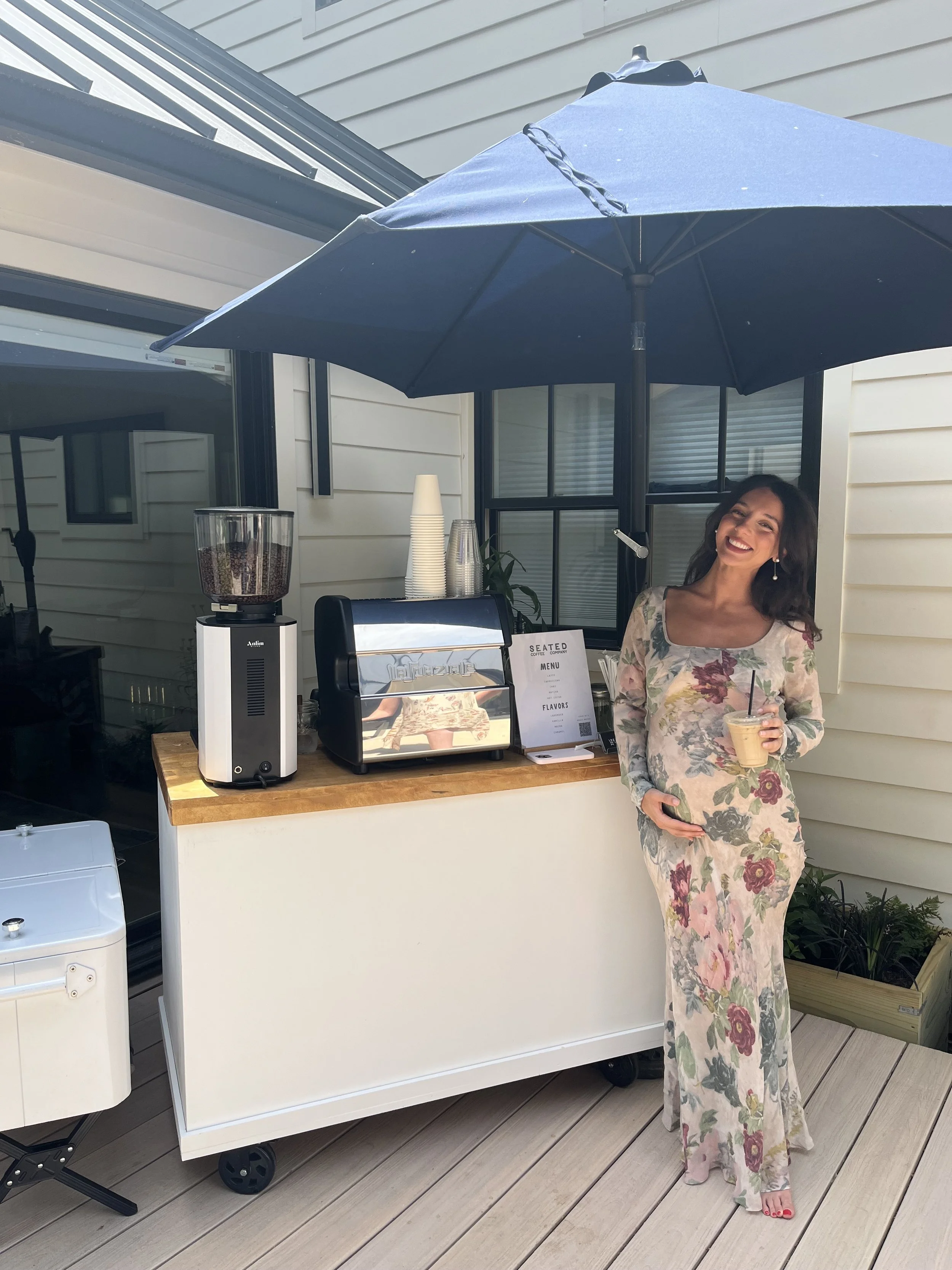 Elegant mobile coffee cart for weddings, bridal showers, birthdays, and private events