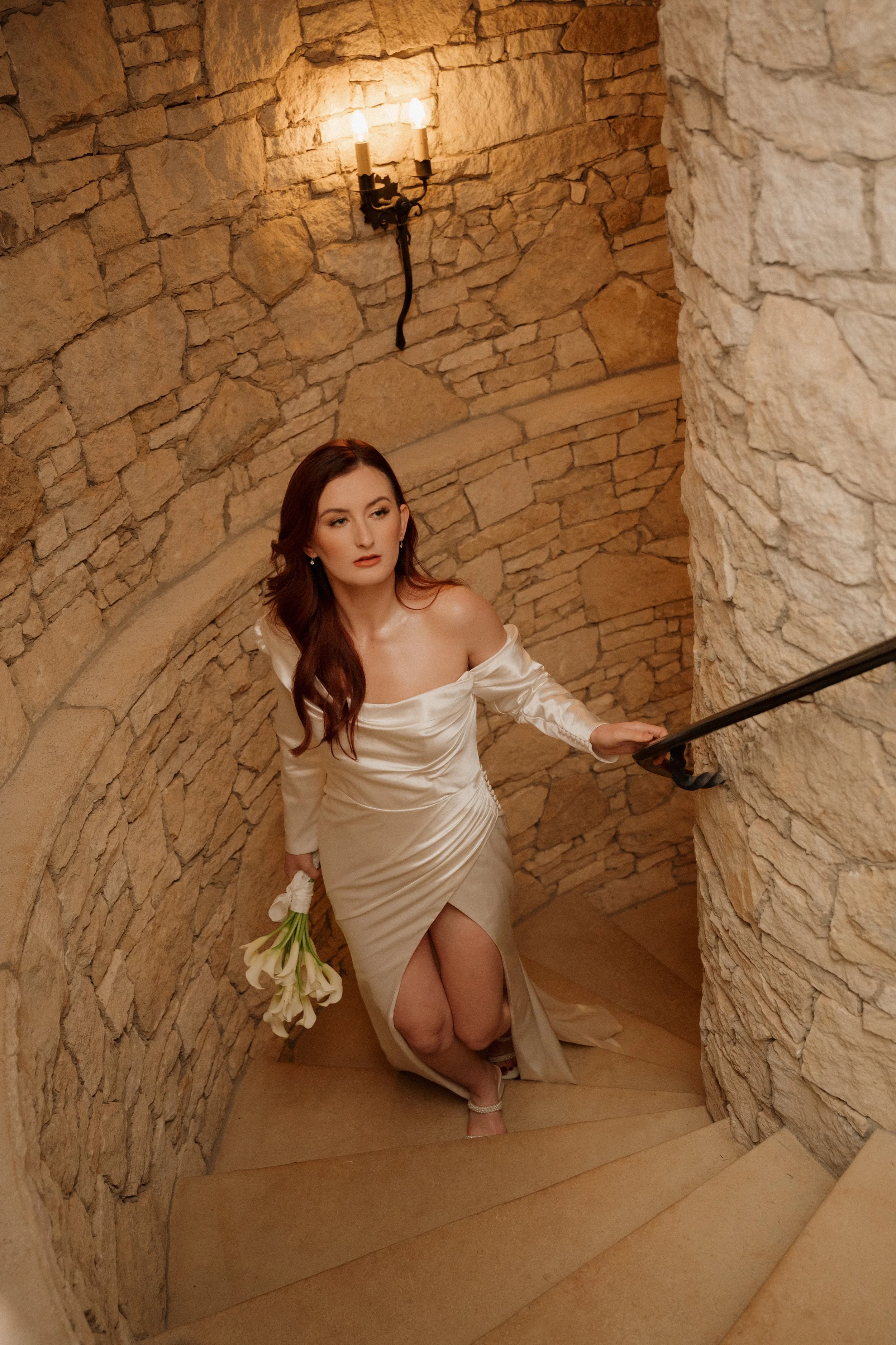 spiral staircase interior at chateau de lis