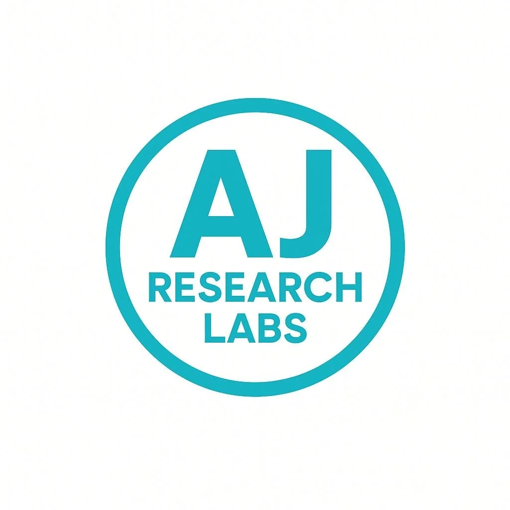 Logo for AJ Research Labs with blue text 'AJ' and 'Research Labs' inside a blue circle on a white background.