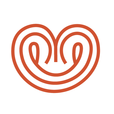 A red maze in the shape of a heart on a black background.