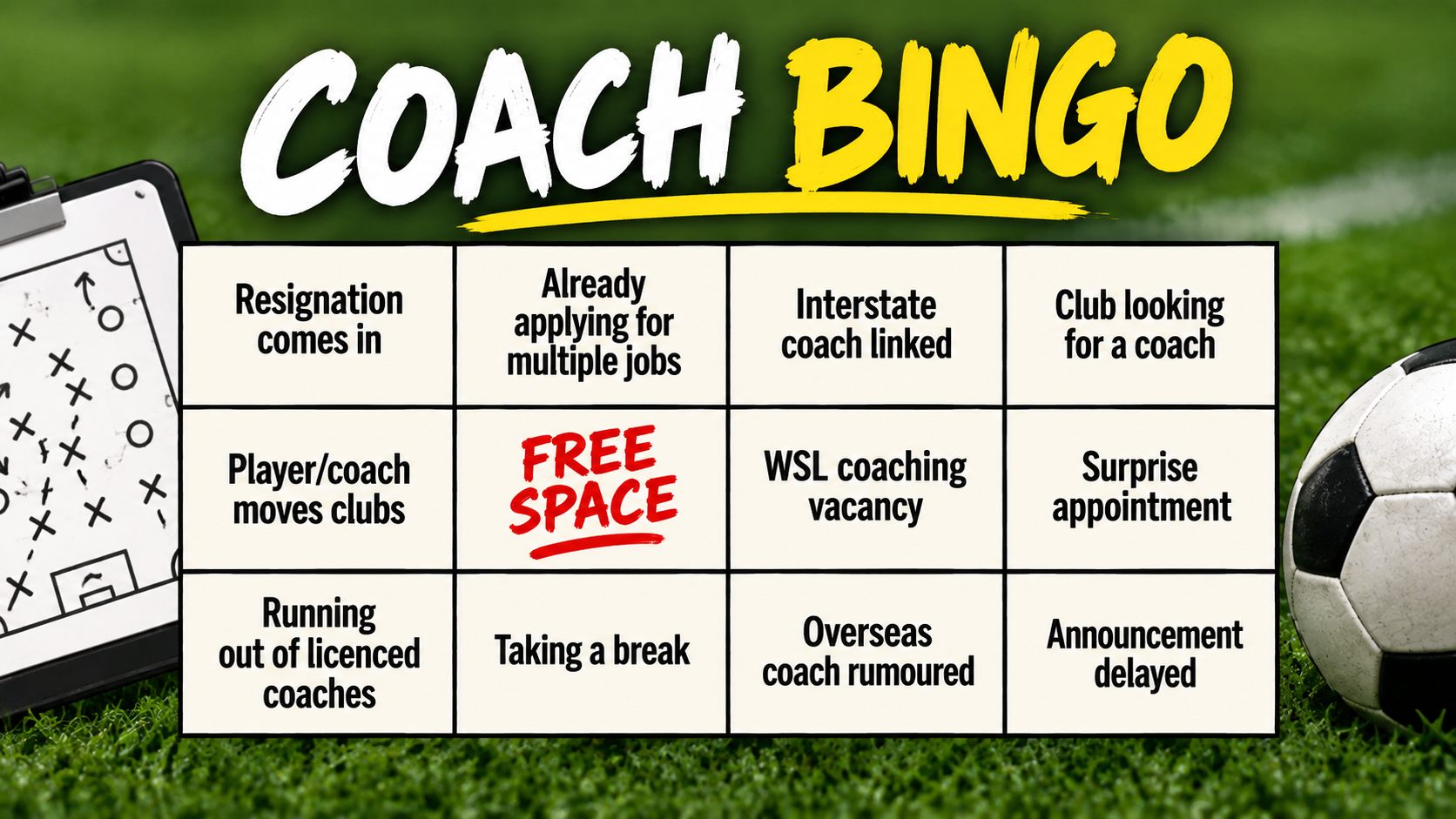 Coach Bingo, Rumours and Other Bits and Pieces