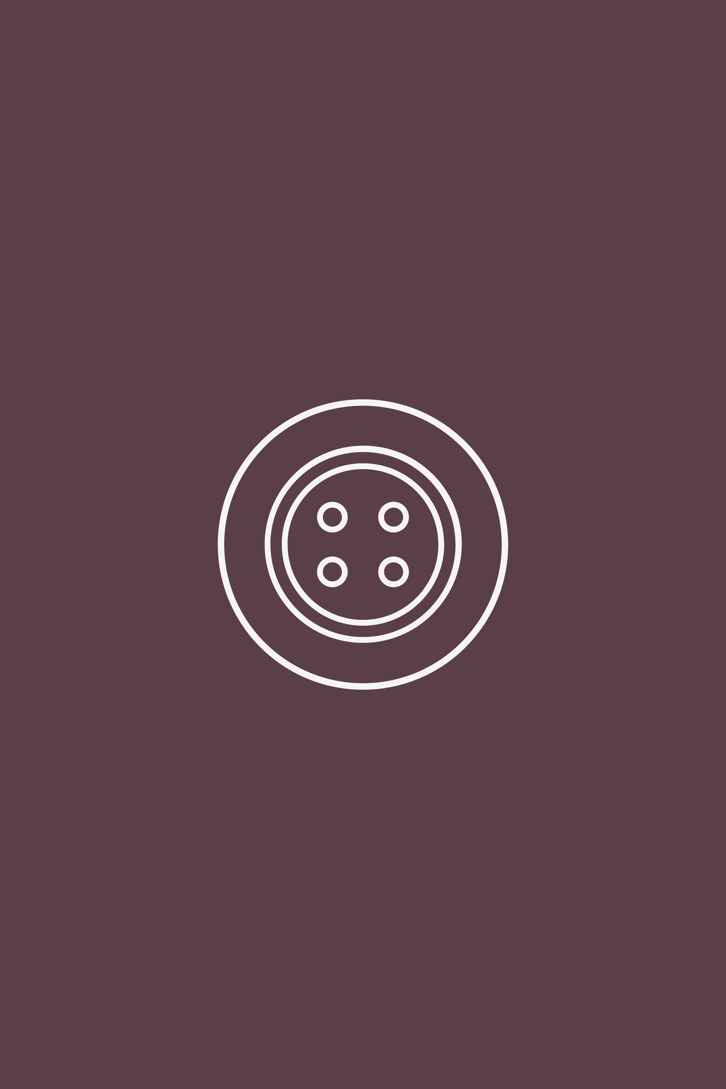 A brown background with a white outline of a four-hole button in the center.