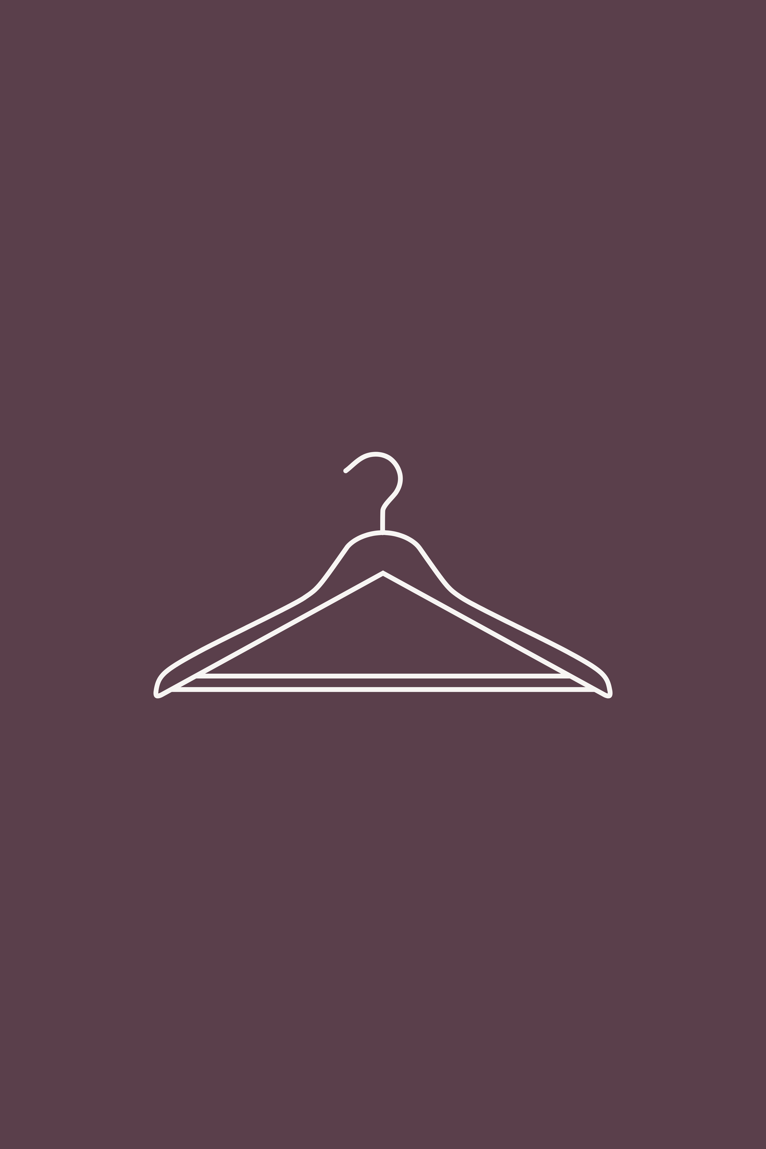 A white outline of a clothes hanger against a dark purple background.