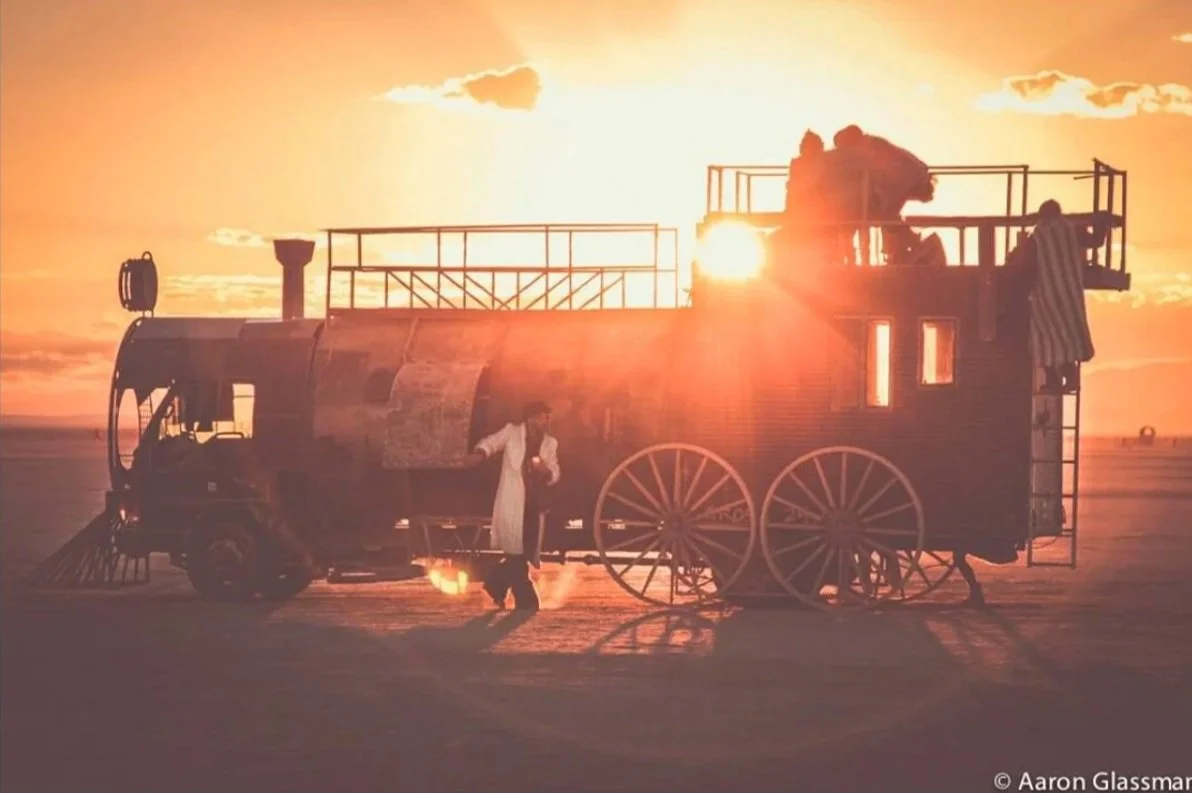 Image of Lady Whiskey train car at Burning Man, courtesy of Aaron Glassman