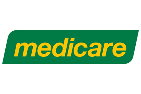 Medicare logo with green background and yellow text