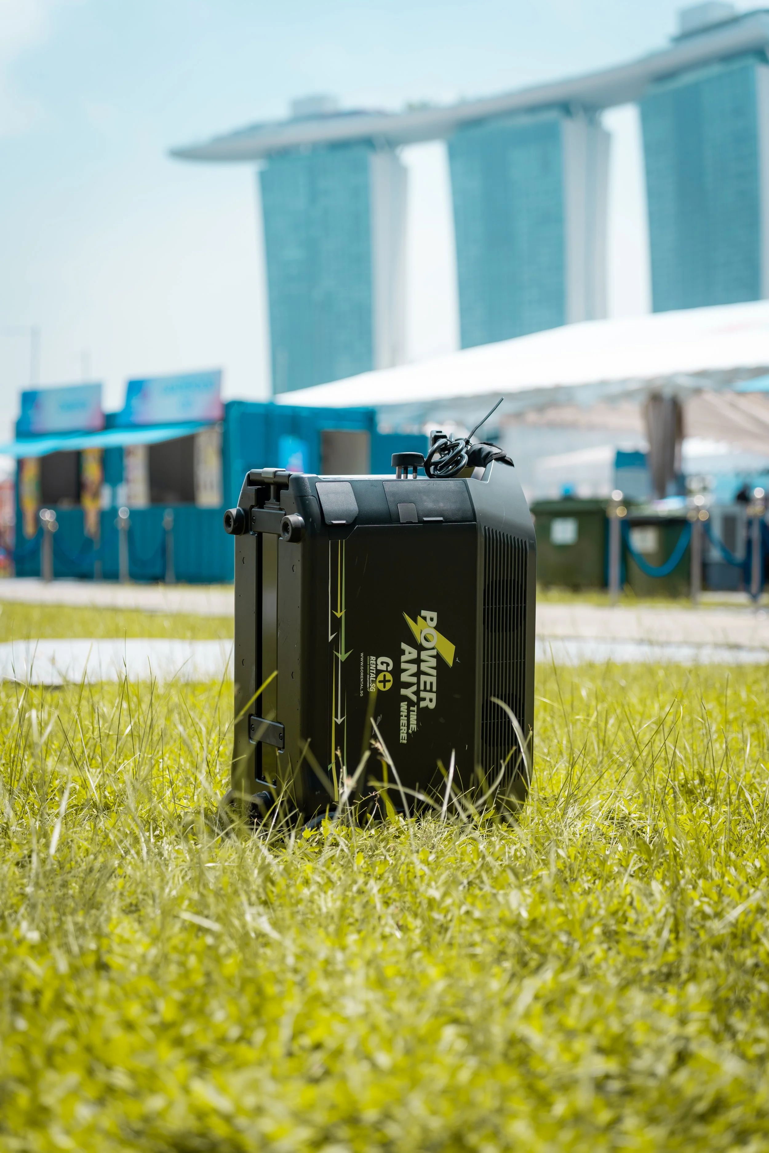 GoRentalSG's clean sustainable portable battery on site
