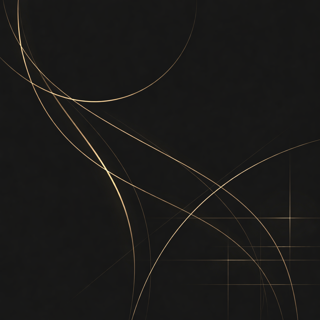 Abstract thin gold line geometry on a black background representing structure, systems, and operational clarity.