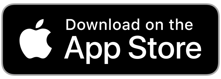 Black and white digital badge with Apple logo and text promoting downloading the app from the App Store.
