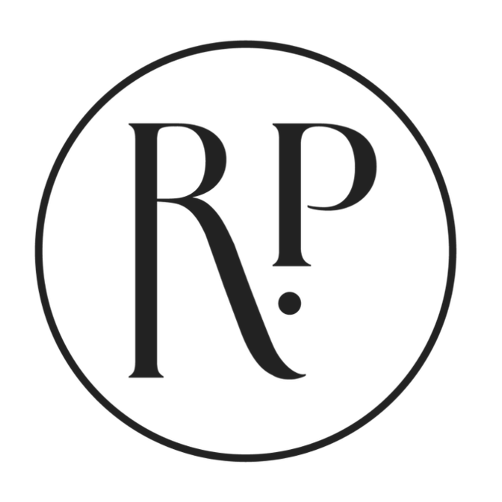 Circle logo with large initials 'RP' inside and a small dot between the letters.