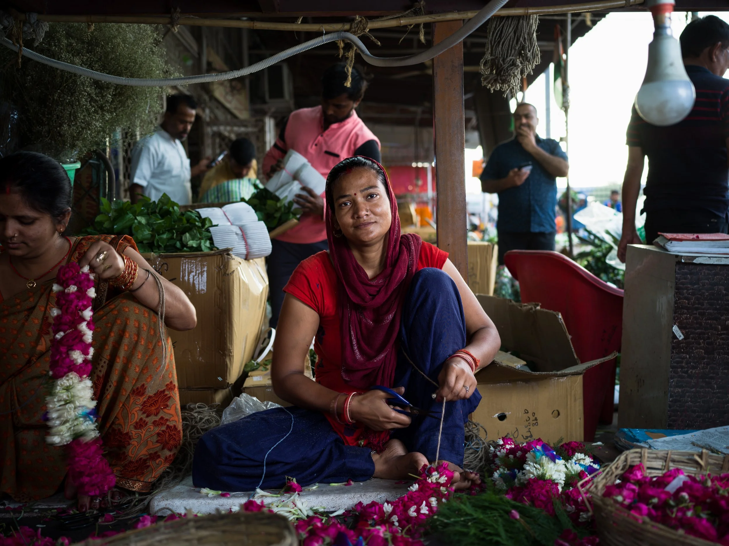 Early morning in chhatarpur phool mandi, New Delhi, India