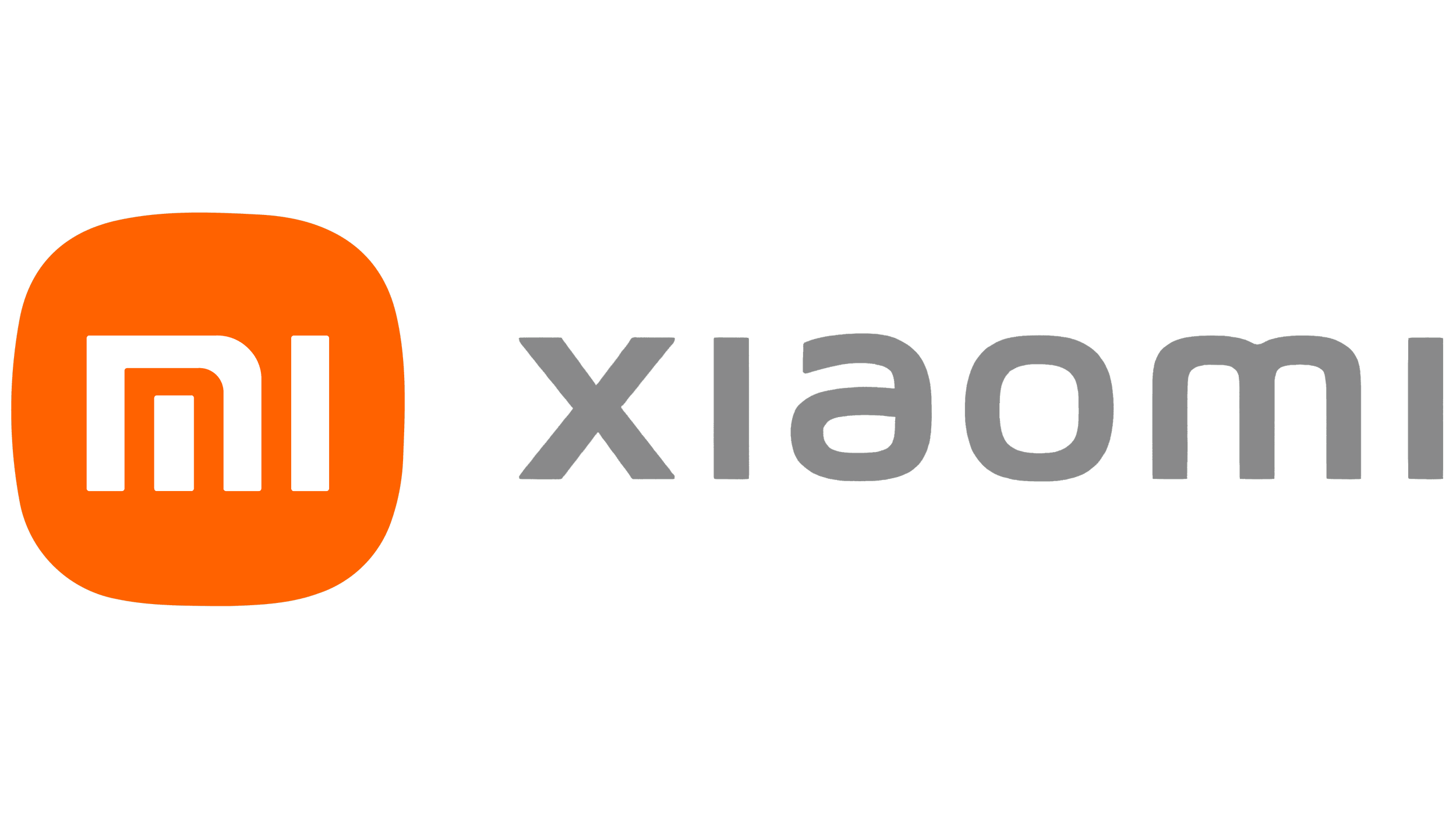 Xiaomi logo with orange square icon and white stylized 'Mi' letters, followed by the word 'Xiaomi' in gray text.