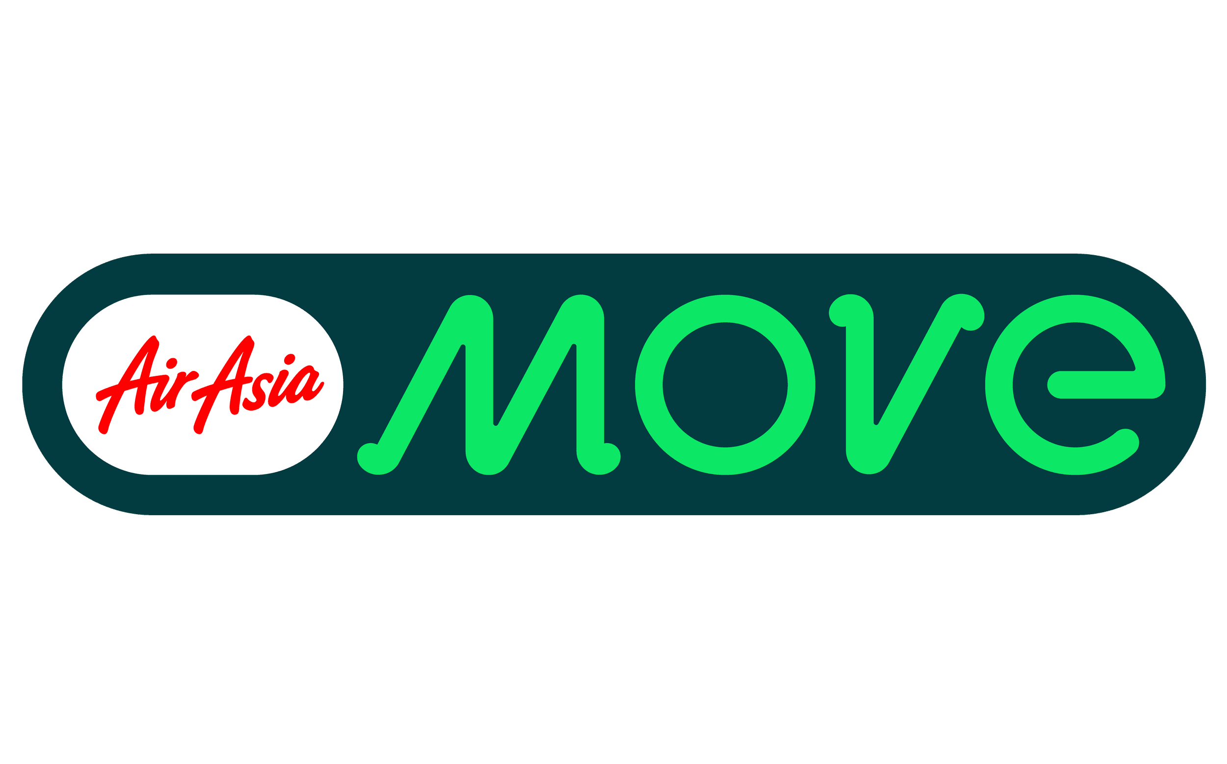 Neon sign with the logos 'AirAsia' in red cursive and 'MOVE' in green stylized font.