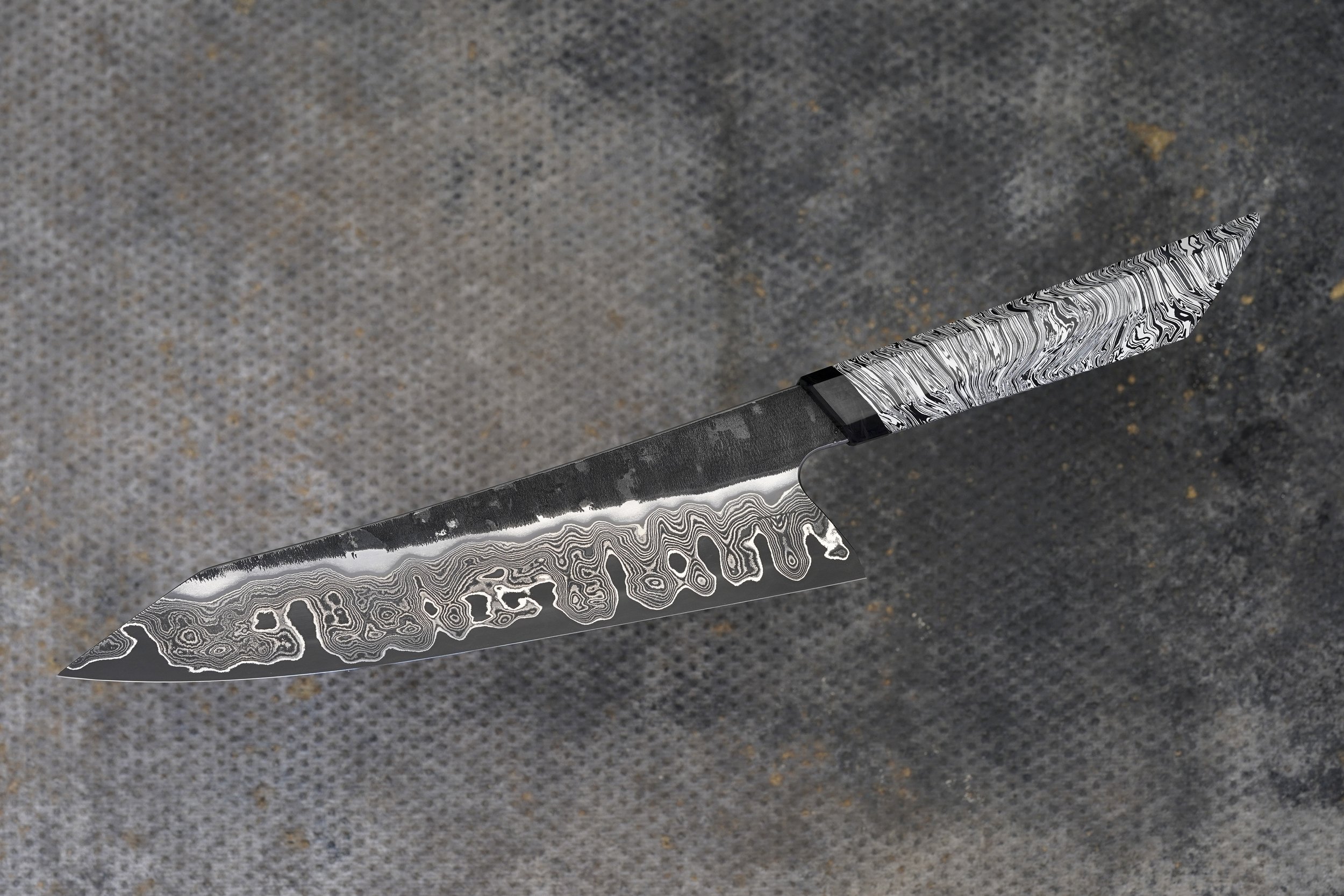 227mm x 56mm KU Stainless clad, damascus, Wolfram core