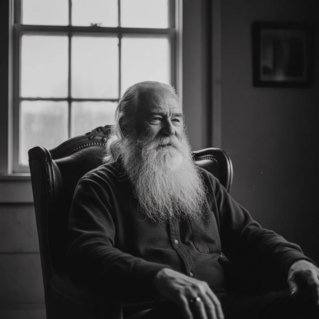 ritratto uomo anziano stile portrait in bianco e nero ultrarealistico per portfolio professionale