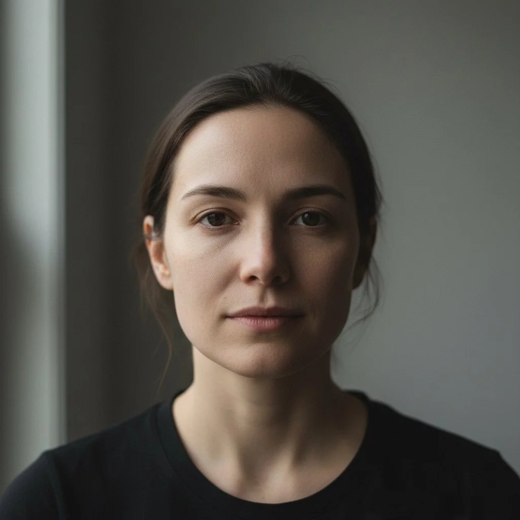 ritratto di ragazza bruna su sfondo neutro