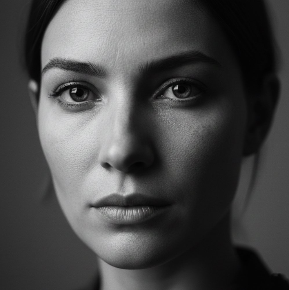 ritratto di donna in bianco e nero