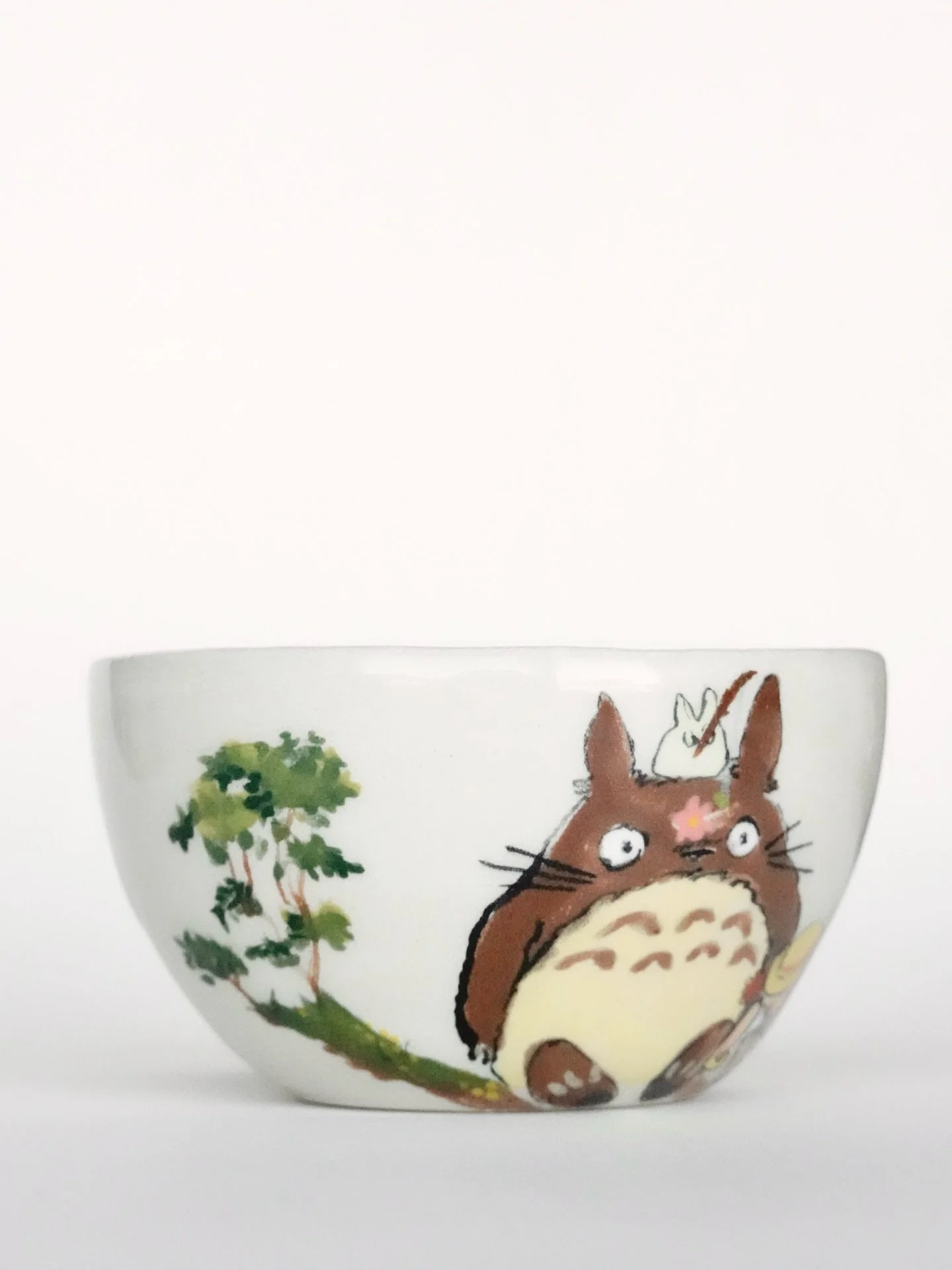 totoro doodles on white stoneware