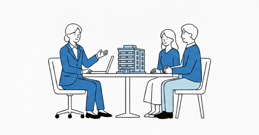 オフィスの会議で話す3人のビジネスマンと書類の山