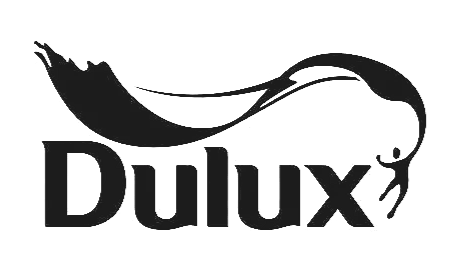 Dulux logo with stylized paint splash design.