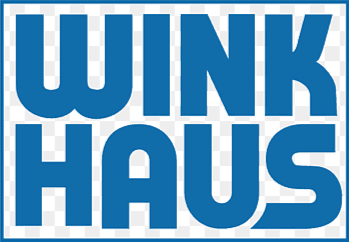 Grafik mit blauer Hintergrund und weißen Text 'WINK HAUS'