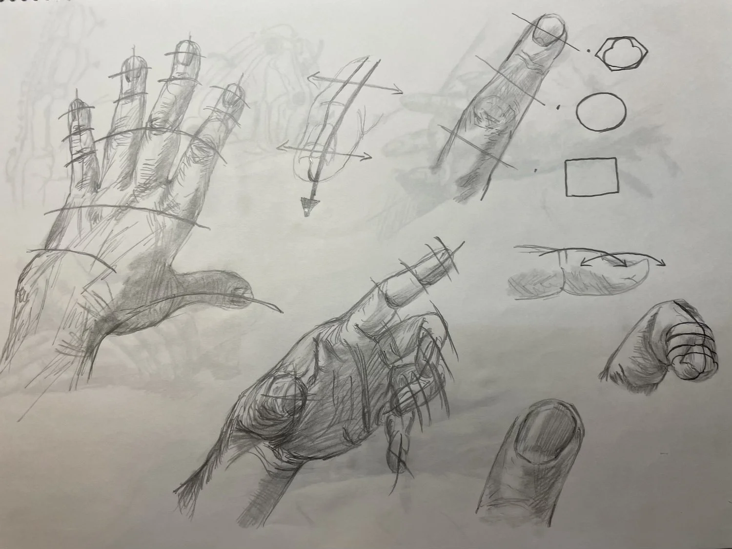 手のデッサン　ドローイング