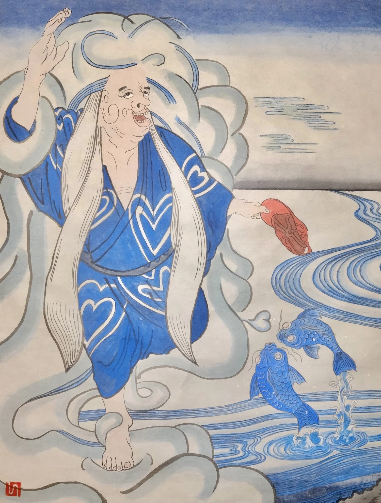 『福の神と貧乏神』 福の神完成版　日本画