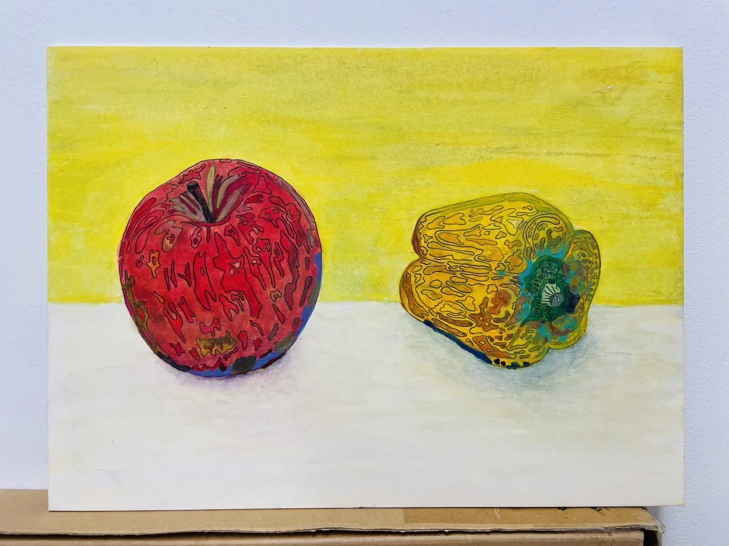 『リンゴとパプリカ』日本画