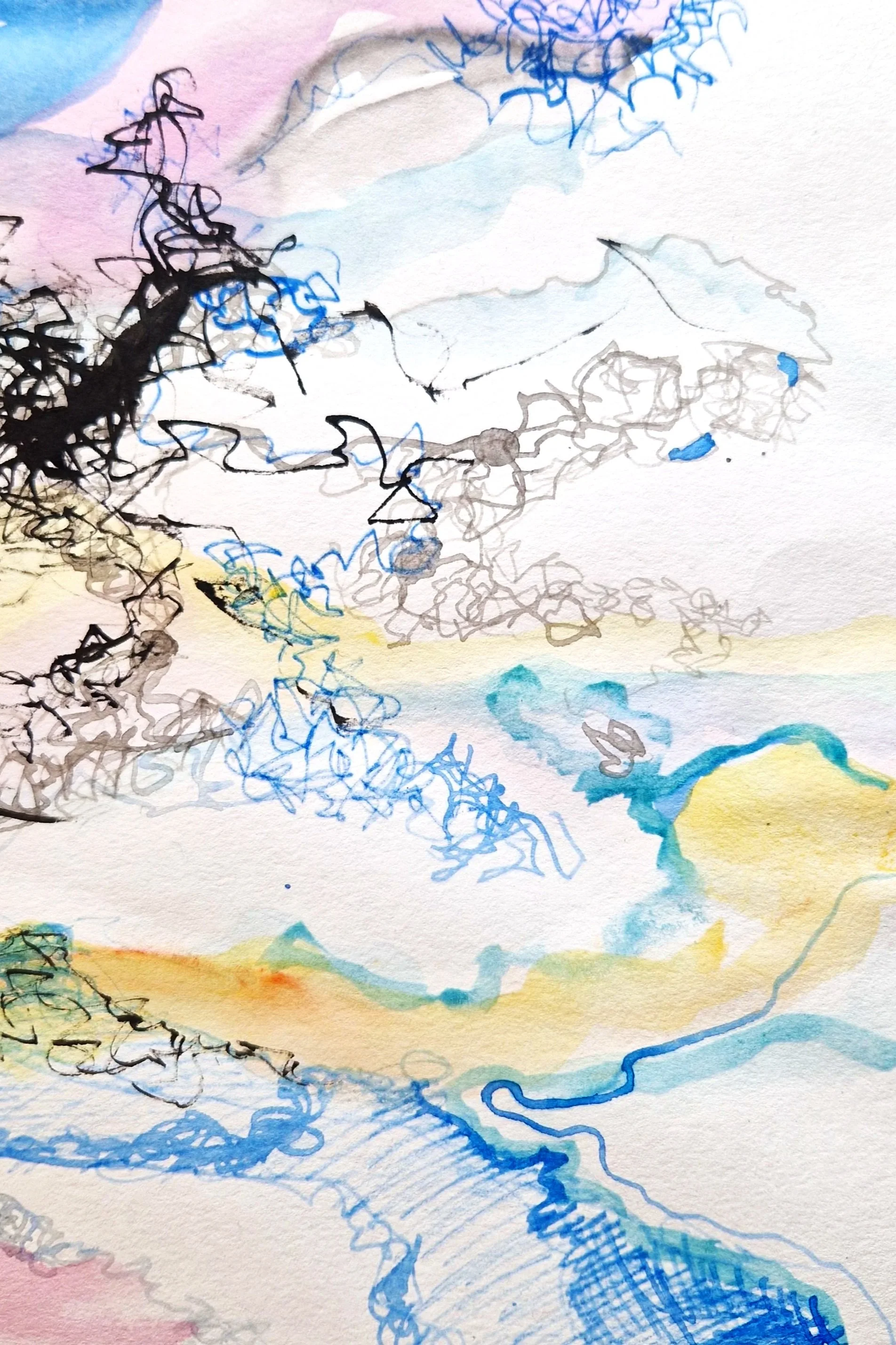 Watercolor and ink on paper