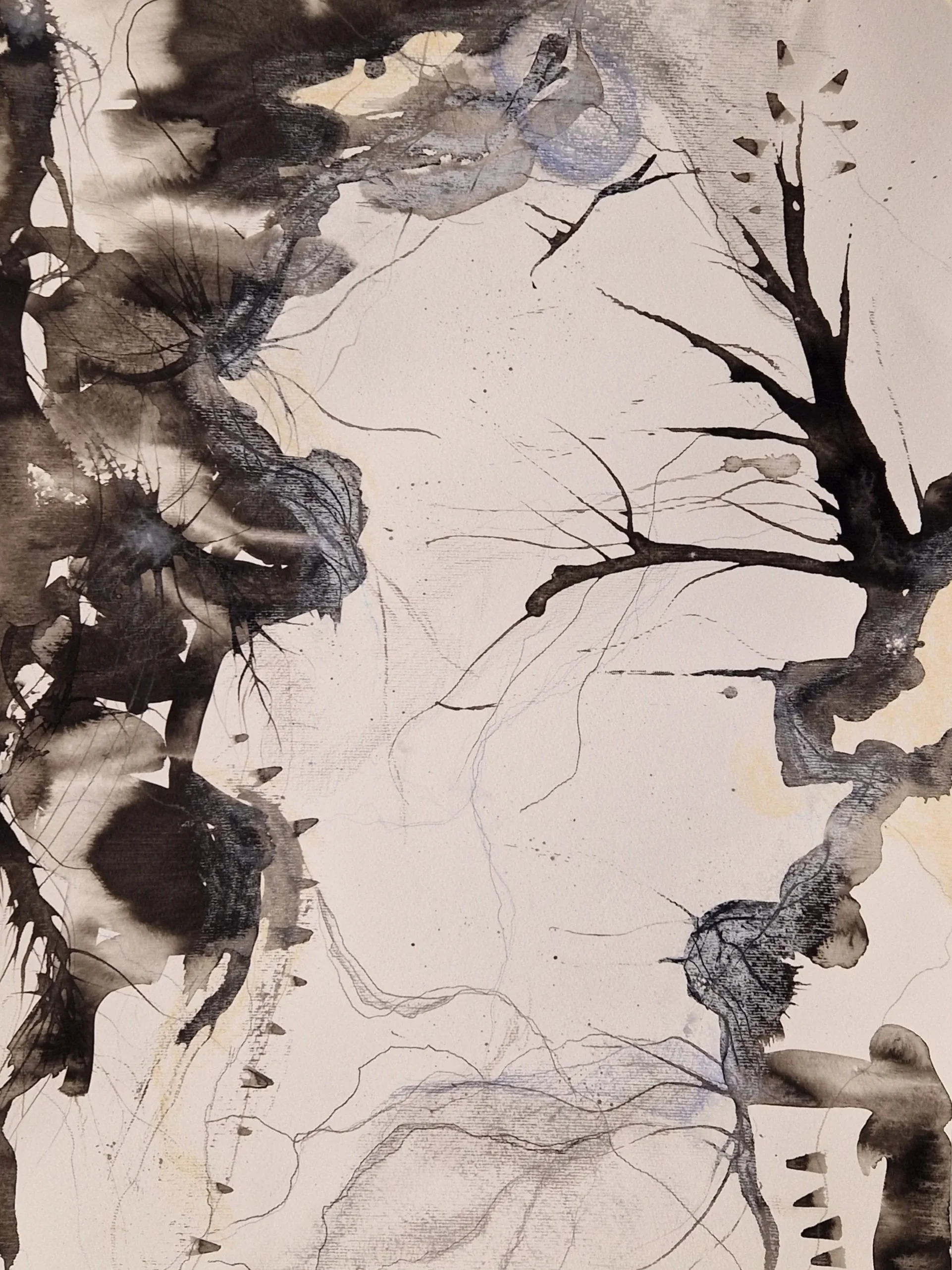 Ink, watercolor on paper